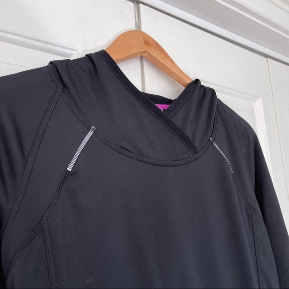 Athleta Plushtec Black Wrap Front Hoodie Jacket M - Picture 2 of 8